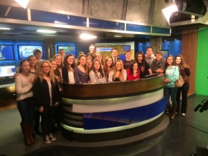 JOURNALISM STUDENTS VISITED WVEC Channel 13 news today where they posed on set with weatherman Craig Moller.