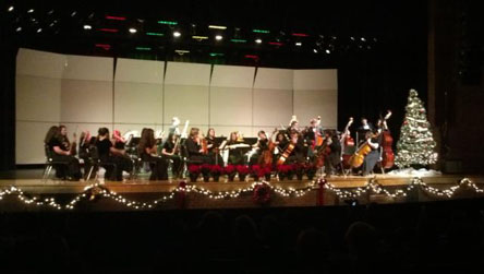 FALCON ORCHESTRA MEMBERS played for a packed house at the annual Winter Holiday concert.  