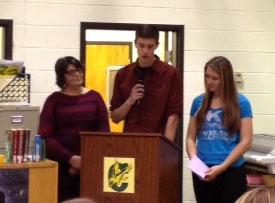 FRENCH HONOR SOCIETY sponsor Margaret Beckner looks on as students are inducted.