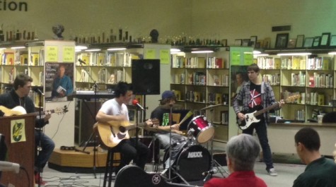STUDENT BAND "BEACH" plays for the audience at Wingspan Live on Thursday.