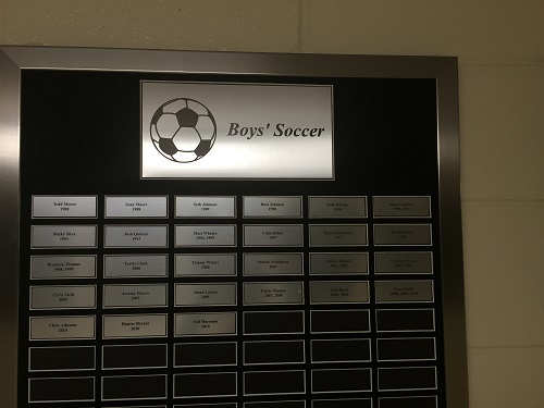 BOYS SOCCER HONORED in Ring of Honor Hall.