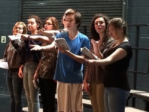 FALCON THEATER STUDENTS reherse for their upcoming production. 