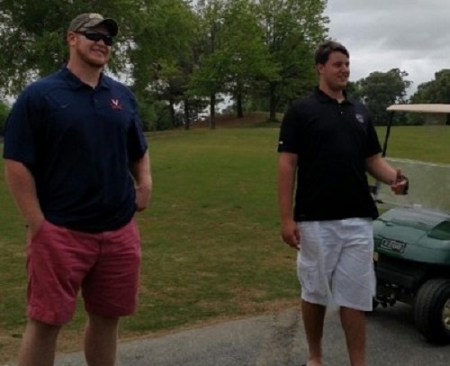 COX GRAD ROSS Burbank and senior Blake Camper ready to play in the Football Booster Club Golf Tournament.