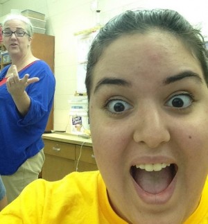 SENIOR TASHA QUINONES takes some 'selfies' to ease stress.