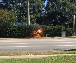 EXPLODING REACTOR FOLLOWS car accident on Great Neck Rd. this afternoon.
