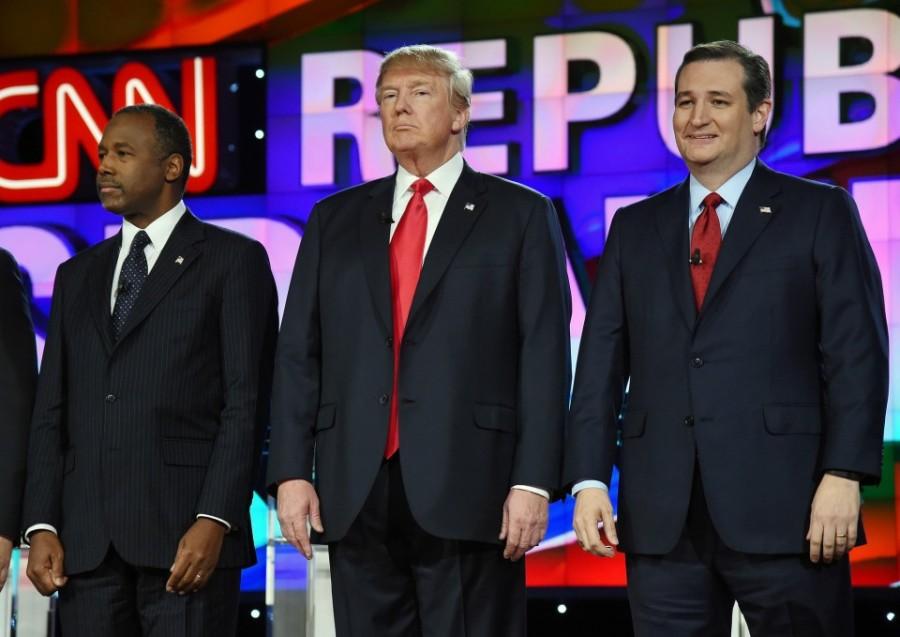 CARSON,TRUMP, AND Rubio prepare for the republican debate last week.