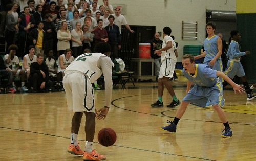 FALCON BASKETBALL RECOVERS the ball from FC.