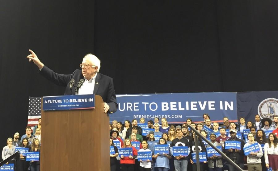 SENATOR BERNIE SANDERS discussed his campaign in Norfolk on March 23rd.  