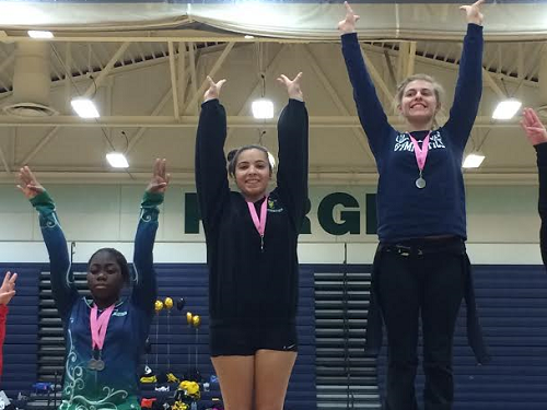 JUNIOR MARY MUNITZ placed second at the states gymnastic meet.