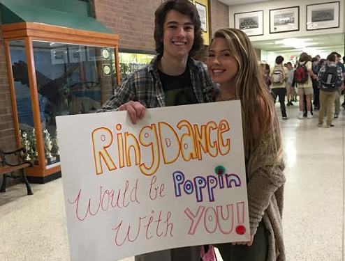 JUNIOR JAKE ROBERTSON recently asked sophomore Lauren Hiller to Ring Dance