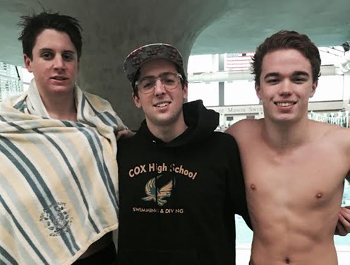 SENIORS JACK SAVINO, Cameron Smith, and sophomore Dan Bannon at their state championship meet.