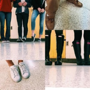 STUDENTS SHOW OFF trending fashions throughout the school's halls.