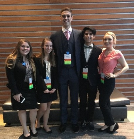 DECA STUDENTS JADE Davis (10), Michelle Ashby (11), Brad Creamer (12), Philip Malamatos (11), and Olivia Mlinscek (10) attended the State Leadership Conference.