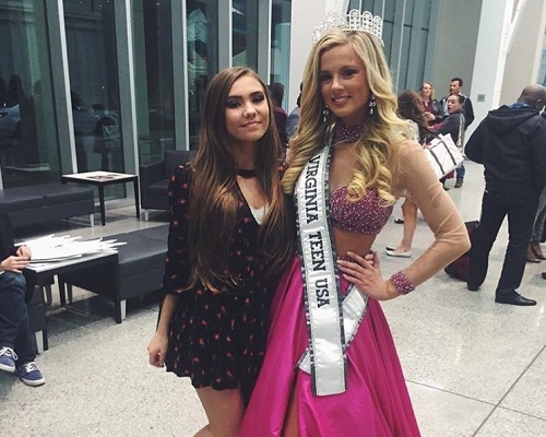 JUNIOR MADDY WALKER (R-L) shown with junior Sloane Urwin recently won the Virginia Miss Teen USA title.