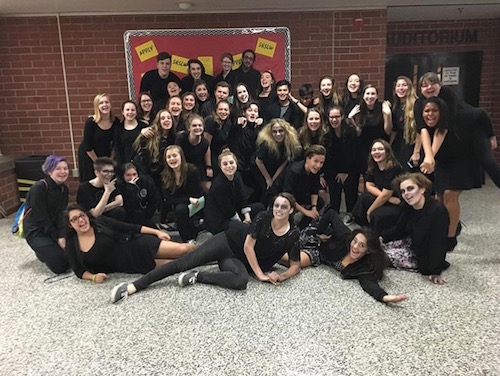 FALCON STAGE COMPANY poses after preforming their one act.