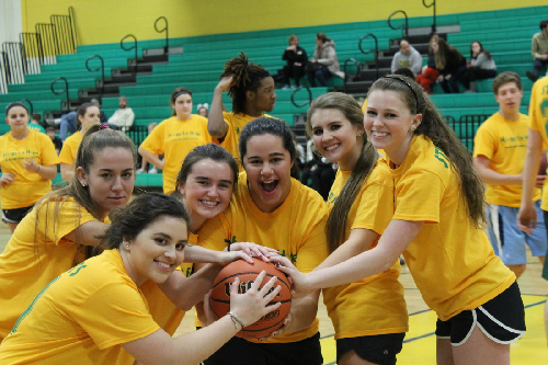 MEMBERS OF THE student team at the 2015-2016 Hoops for Hope event.