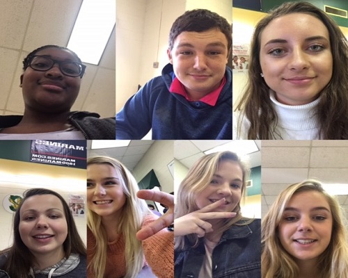 STUDENTS TAKE PART in the Selfie project in an effort to showcase student diversity.