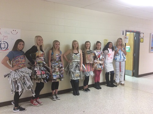 ADVANCED FASHION STUDENTS show off their skills, turning "junk to funk," for the annual Trashion Show held on Saturday, Feb. 25, at Lynnhaven Mall.