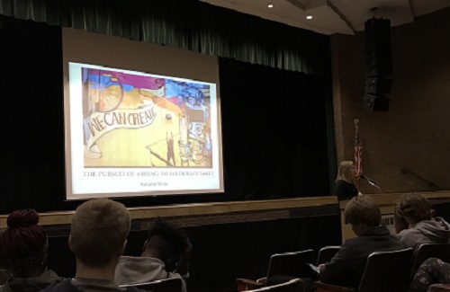 BHAG GOAL SETTER Autumn Weiss gives the first speech at Falcon Forum.