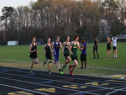 TRACK PUSHES TOWARDS the finish line at a recent meet.