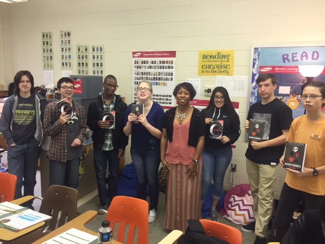 EFFECTIVE READING SKILLS recently received their own autographed copies of the soon-to-be published novel Overturned, written by Falcon Forum speaker Lamar Giles. 