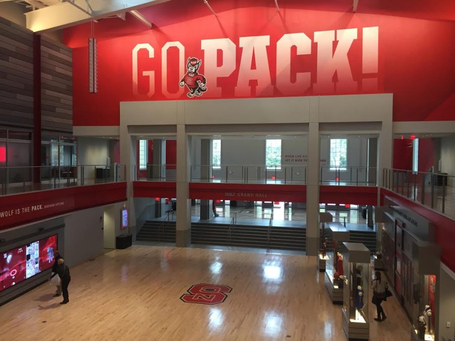 THE ENTRANCE OF Reynolds Coliseum doubles as a hall of fame for NCSU athletic history.