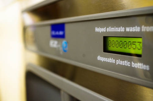 THE BOTTLE FILLING Station counts the amount of bottles it has filled.  This visual counter promotes the refill of plastic water bottles, opposed to throwing them away.