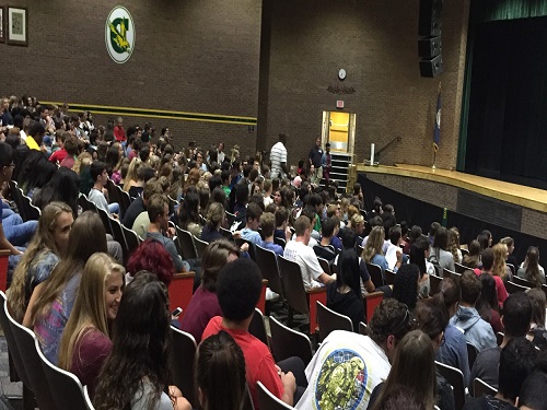 SENIORS PACKED THE schools auditorium on Thursday morning for the Jostens assembly regarding graduation.