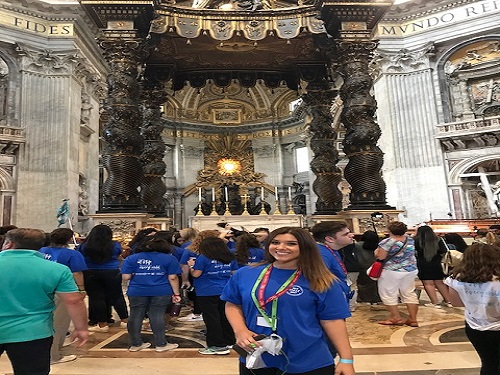 SENIOR SKYLAR MAILHES in the basilica at the Vatican. 