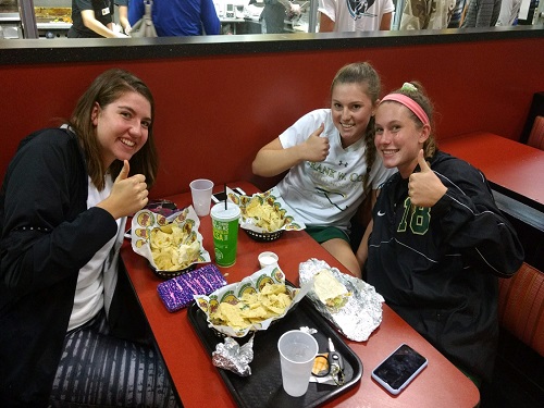 FALCON STUDENTS EAT at a local, popular eatery.