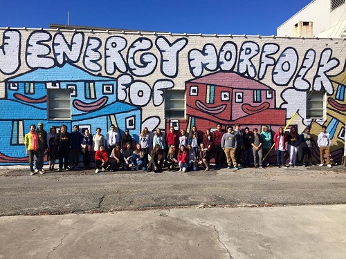 Art students attended a field trip to Norfolks NEON district before heading to the  Beyond the Block exhibit that features art created by Virginia Beach jail inmates.