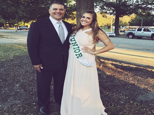 PRINCESS ABBEY FARO and her father before Homecoming.