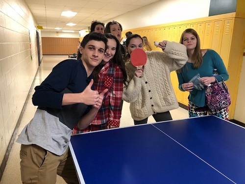 SEVERAL STUDENTS CHOSE to play ping-pong during one-lunch today.