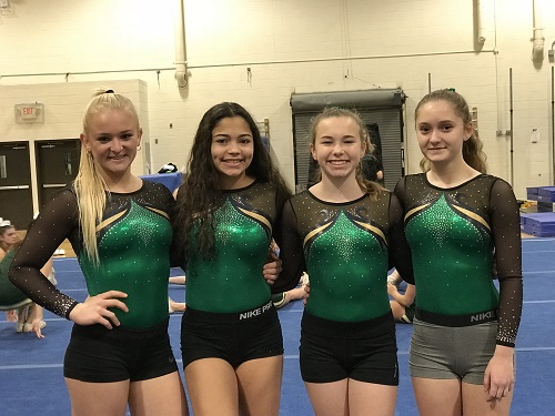 GYMNASTS GET READY for the winter pep rally on Friday, December 15.