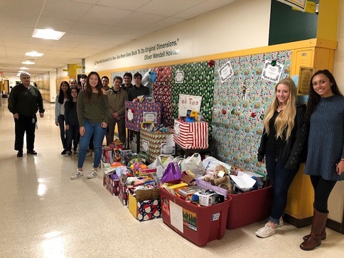 NOBLE TEENS BOXED up donated toys on Thursday afternoon after their annual Toy Drive event.  Toys are then distributed by the Noblemen chapter to children in need.