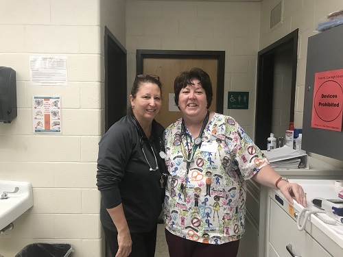 IF STUDENTS FEEL sick or think they might have the flu, they can go see the school nurses, Mrs. Longwell and Mrs. Kilmon at the clinic.