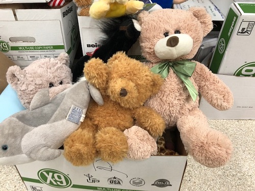STUFFED ANIMALS FOR the Noble Teen drive.
