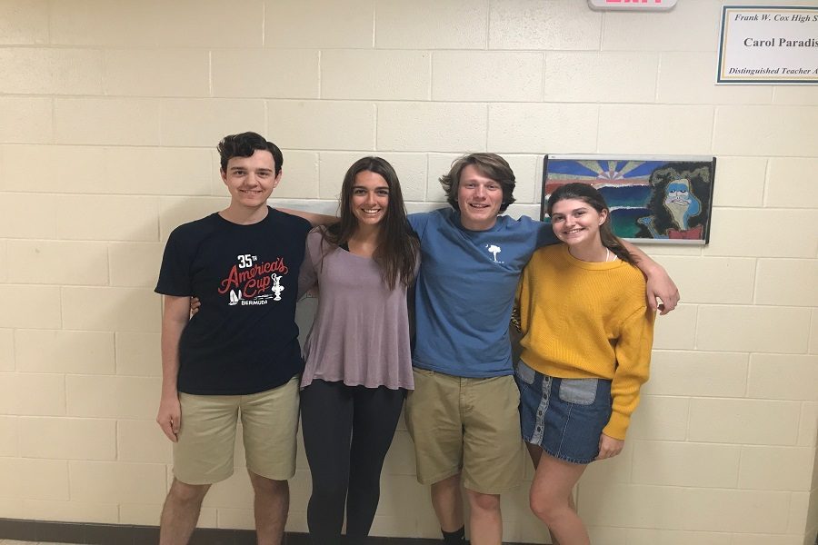 CLASS OF 2018 Editors-in-Chief for the Falcon Press online newspaper one month before they leave the nest. (Left-right) Seniors Ian Lichacz, Anna Michaud, Ben Darnell, and Audrey McGovern.