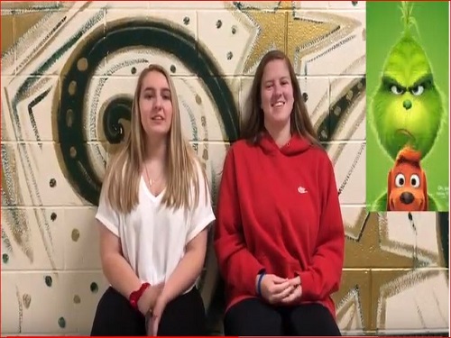 EXPERT MOVIE REVIEWERS Junior Ashley McGrath (left) and senior Taylor Everett (right) give their thoughts on the holiday movie, The Grinch.