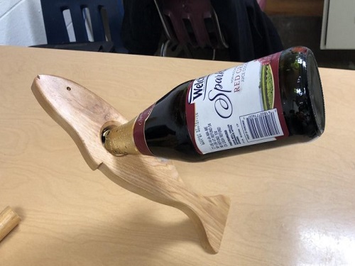 MR. BOUCHS WOOD Shop students plan to sell wine bottle holders throughout the month of December.  They were created as an idea to raise money for the new Falcon Wing.
