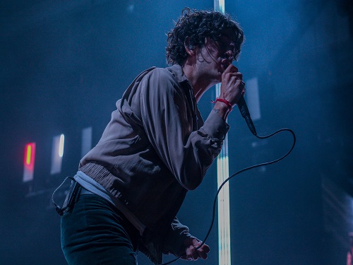 MATTY HEALY OF The 1975 performs at VACU Live on May 22, 2019 in Richmond, Virginia. The 1975 performed, and often paused to make social commentary.