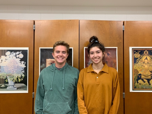 SENIORS EDWARD FINMAN and Alex Perez prepare their applications to become finalists for the National Merit Scholarship. "I am proud of my recognition," Finman says.