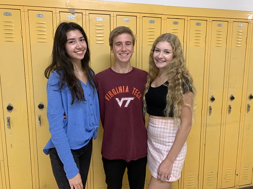 SENIORS ALEX PEREZ, Eric Michals, and Audra Chaffinch pose for a picture after their first Diversity club meeting. The club notified students about their upcoming service project.