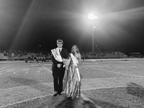 SENIORS WILL JUTTON and Jordan Parker-Ashe win the title of this years Homecoming king and queen. Jutton and Parker-Ashe were named during the half-time presentation during Fridays football game against Landstown High School.
