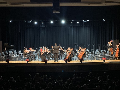 FALCON ORCHESTRA PERFORMS classic holiday tunes in their winter concert. Seniors in orchestra performed in their last winter concert Wednesday night.