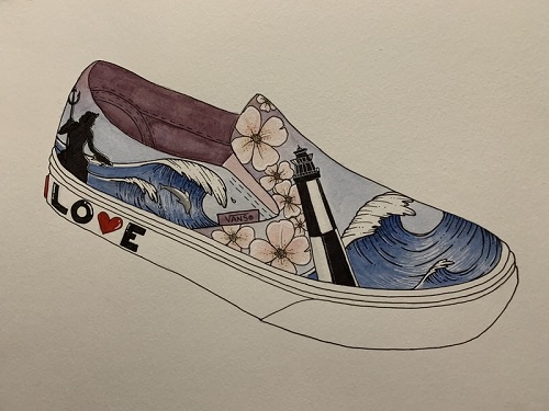 cool vans shoes designs drawings