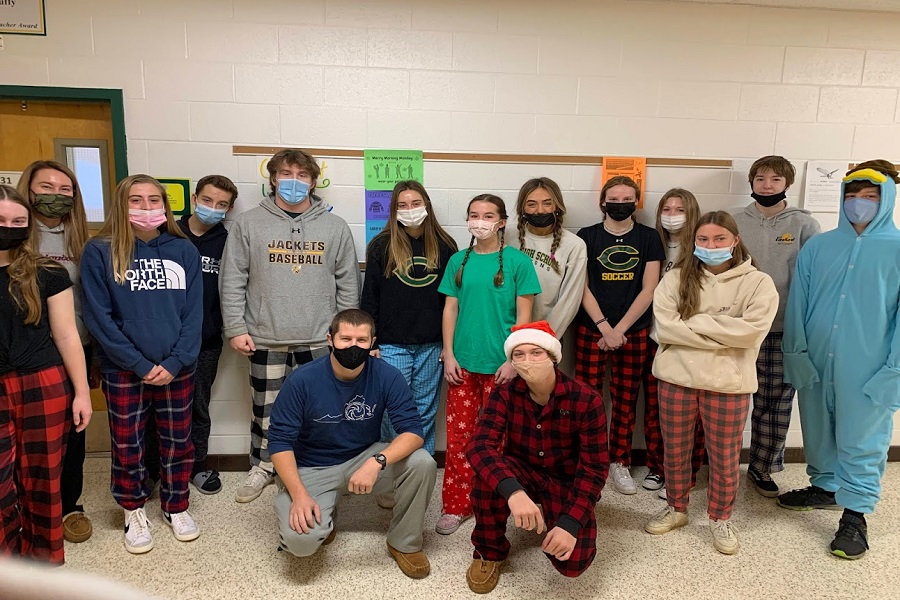 FALCON STUDENTS DRESS down for Merry Morning Monday, in their pajamas to kick off the first day of Winter Spirit Week.  This week marks the last full week of school during this crazy school year.