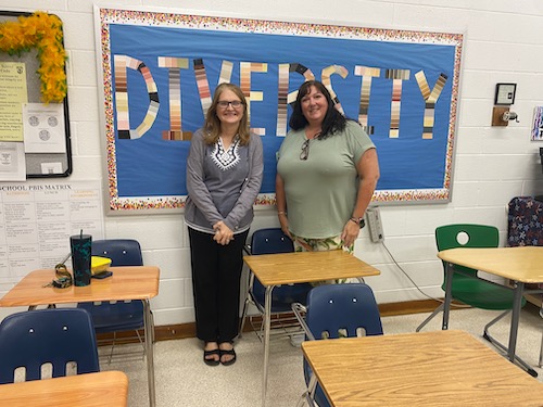 LONGTIME ENGLISH TEACHERS Ms. Erskine and Ms. McGovern stand together as the new NHS sponsors. They are currently working with the executive board to plan the first meeting and upcoming events.  