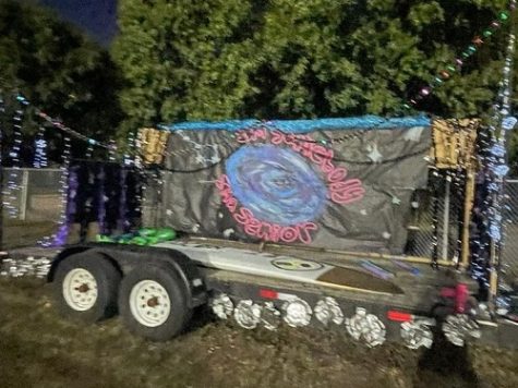 CLASS OF 2023 senior float won best design during the Homecoming half-time parade. Their float was decked out in the seniors outer space theme.