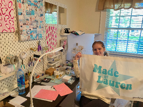 SENIOR LAUREN MARKS assembles trendy jewelry for her small business MadeByLaurennn in her office at home. She has spent hours in this creative space to construct new ideas for her business.
